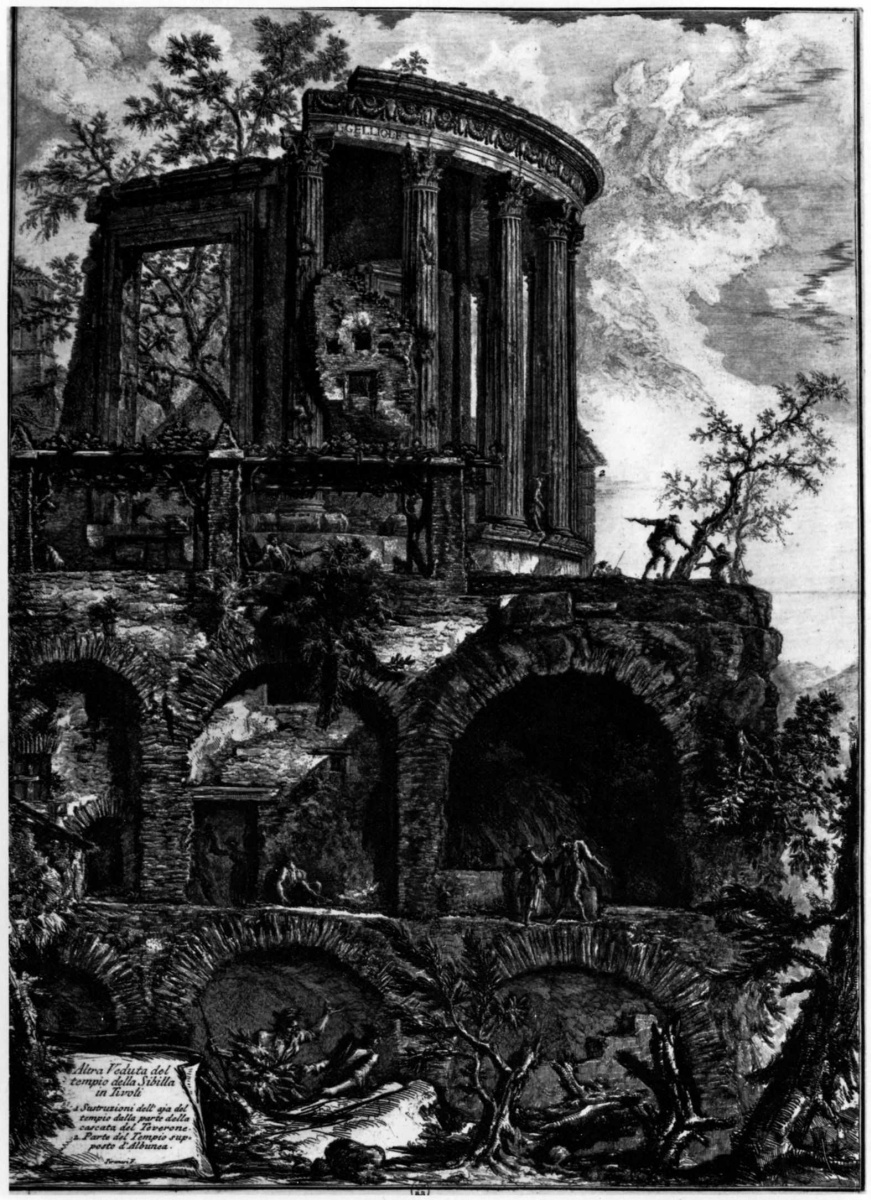 Giovanni Battista Piranesi. View of the temple of the Sybil in Tivoli