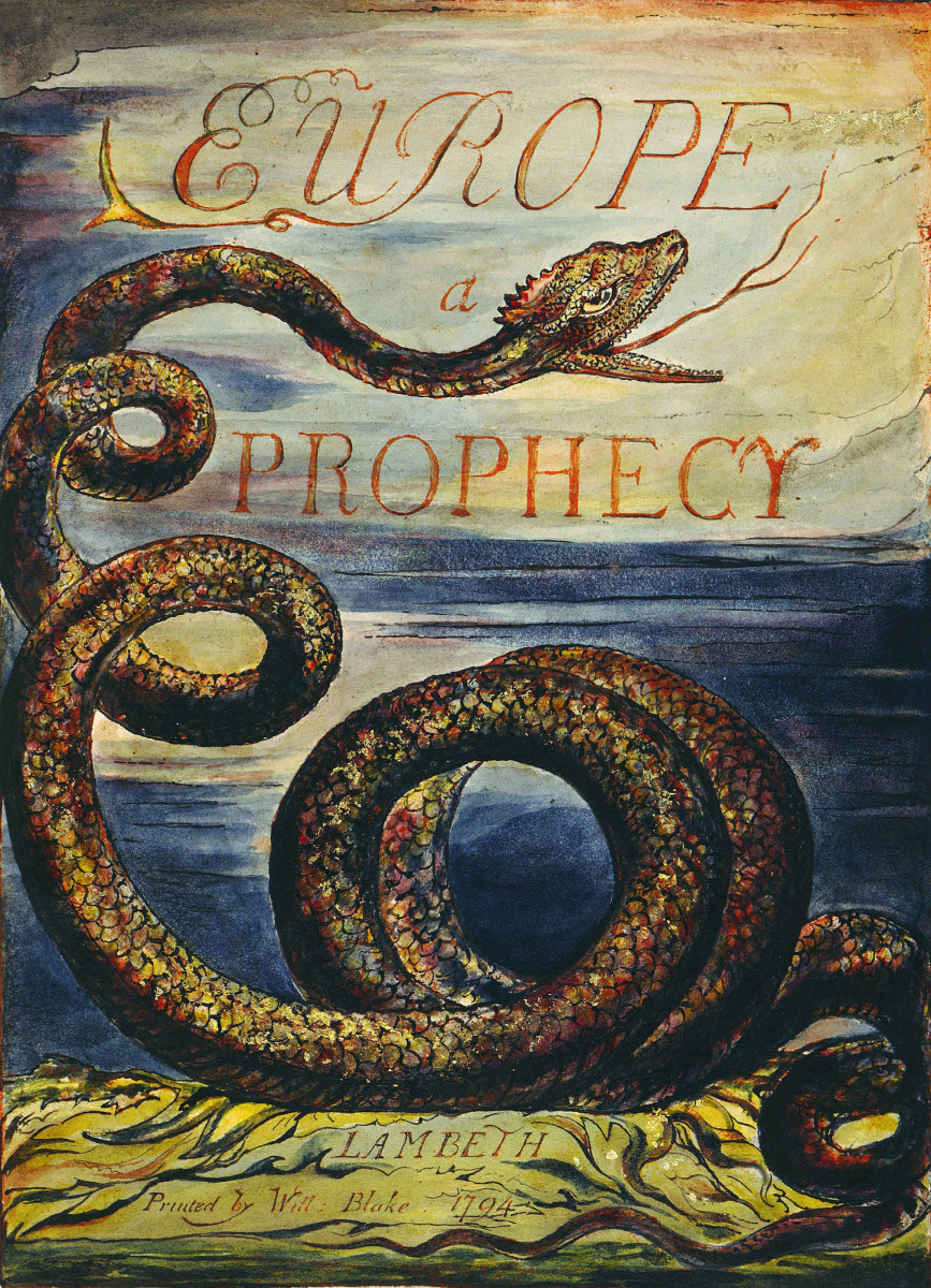 Уильям Блейк. Page de titre du poème "Europe: Prophétie"