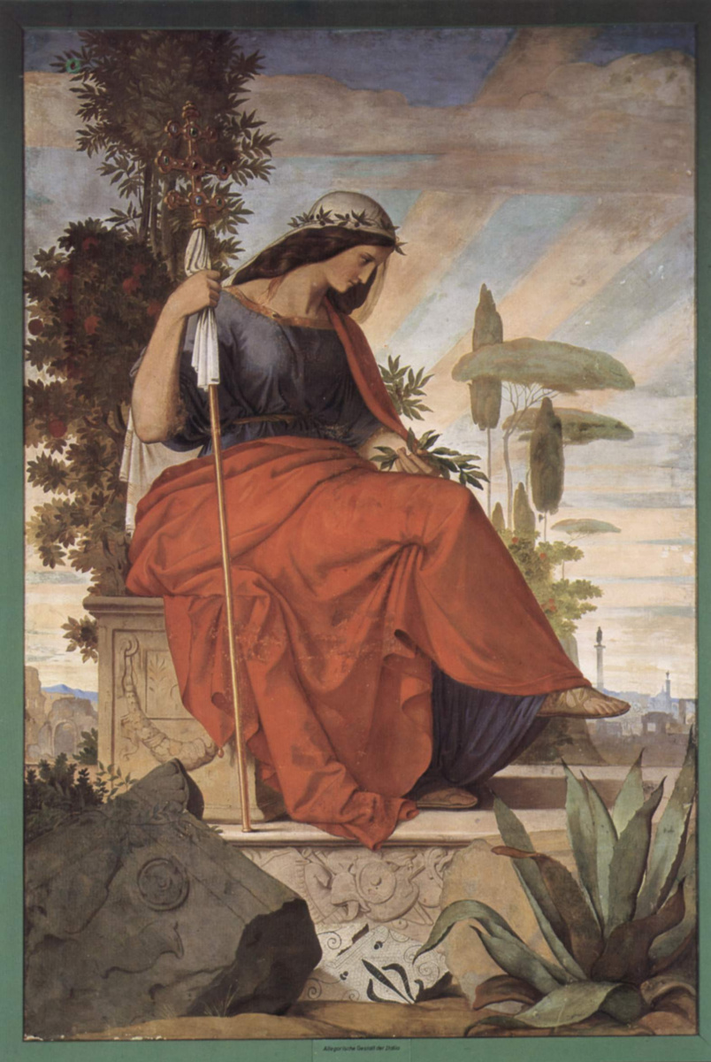 Philip White. Mural from the old Städel Institute, left side: Allegorical figure of Italy