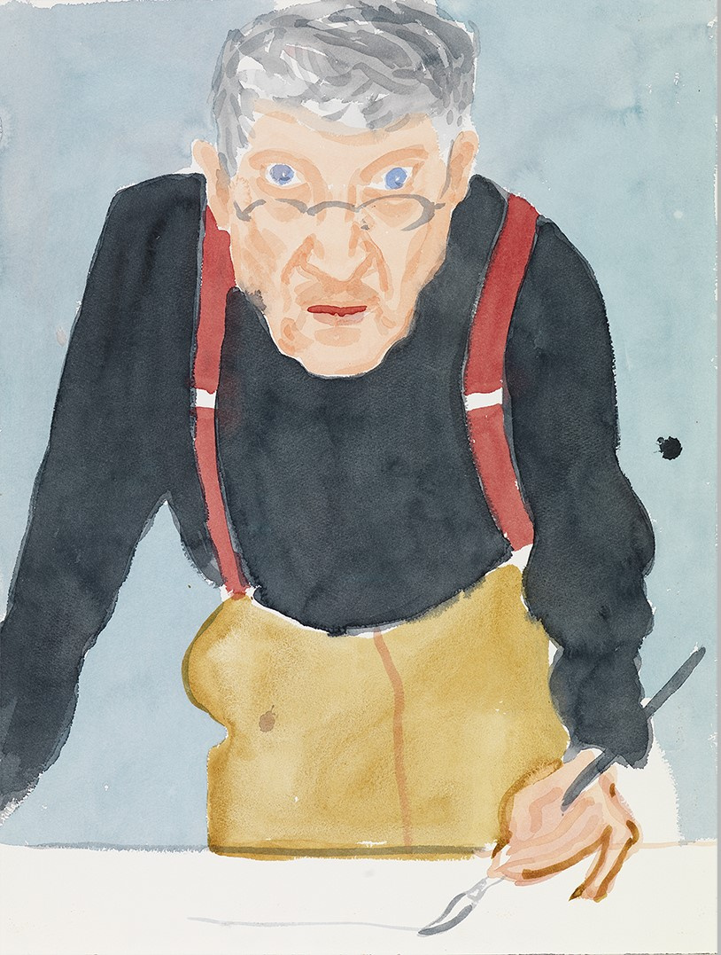 David Hockney. Self-portrait in red suspenders