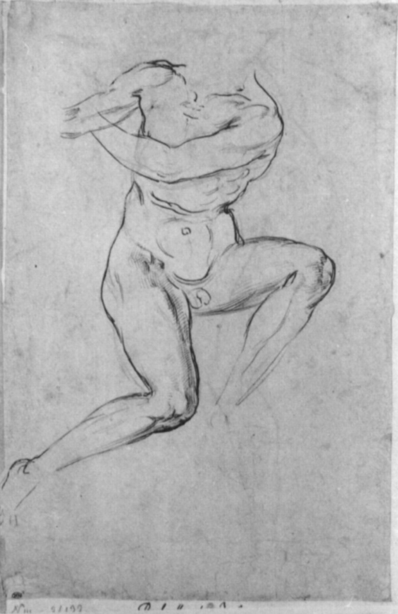 Raphael Sanzio. Study of a Nude for battle scenes