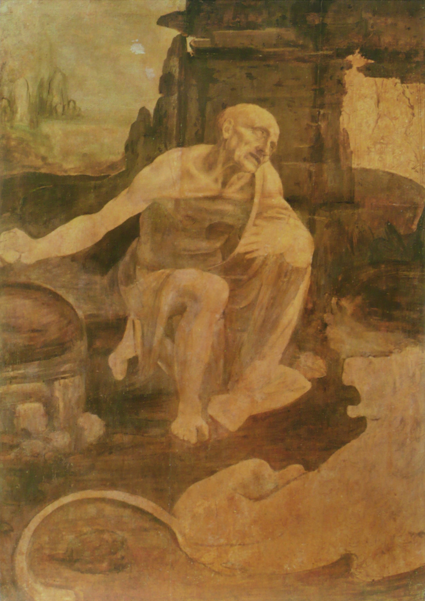 Leonardo da Vinci. Saint Jerome in the desert