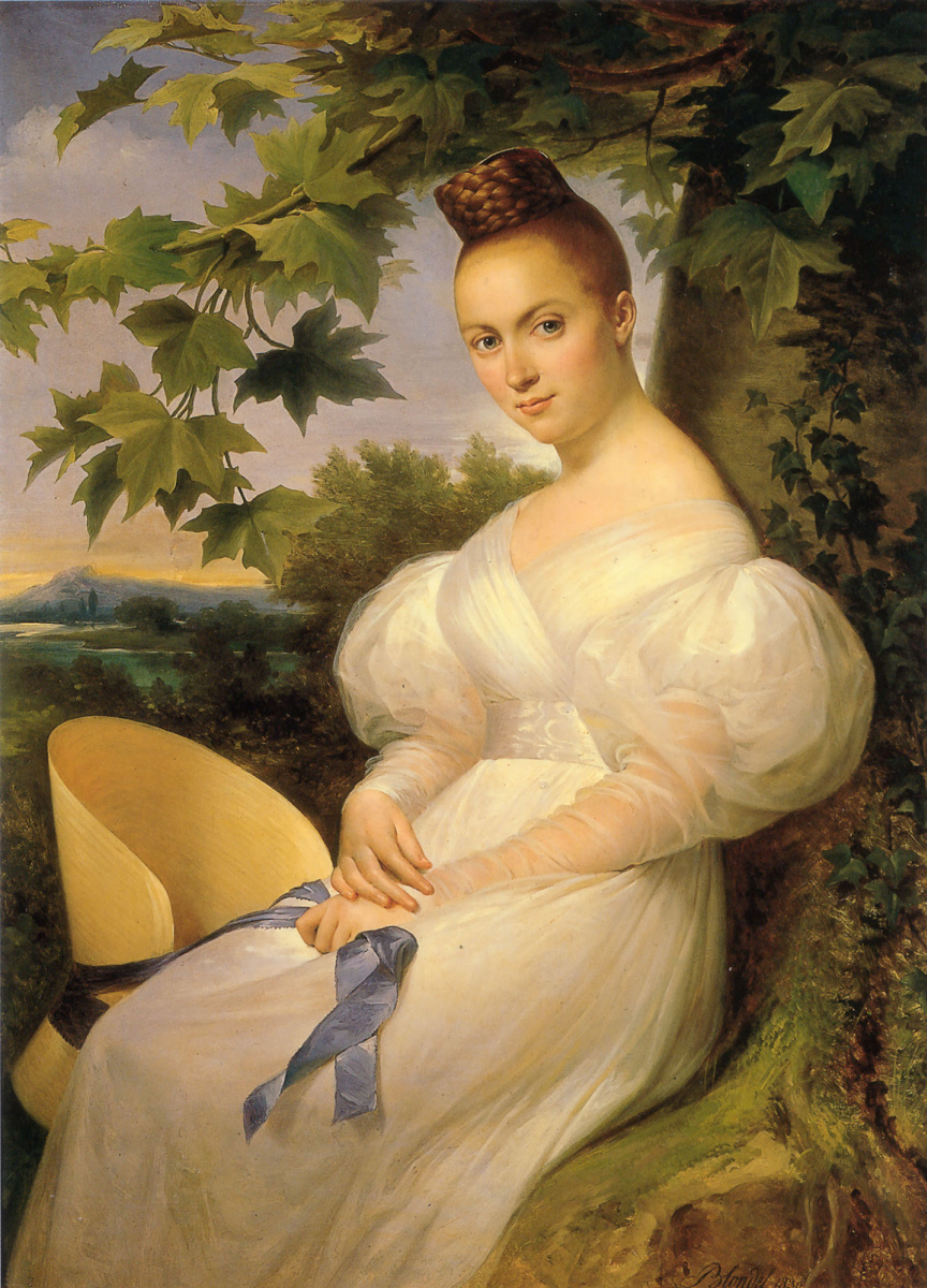 Мерри-Жозеф Блондель. Портрет женщины сидящей под деревом