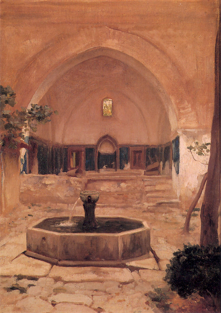 Frederic Leighton. The courtyard of the mosque in Brusse