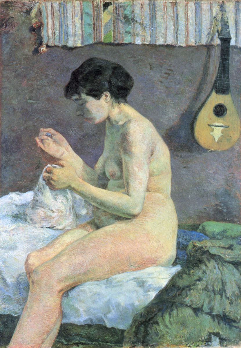 Paul Gauguin. Suzanne sewing. Sketch Nude