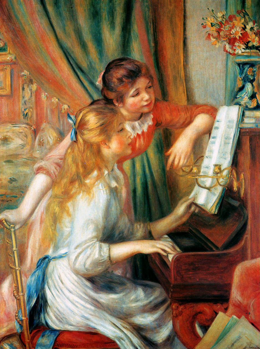Two young girls at the piano