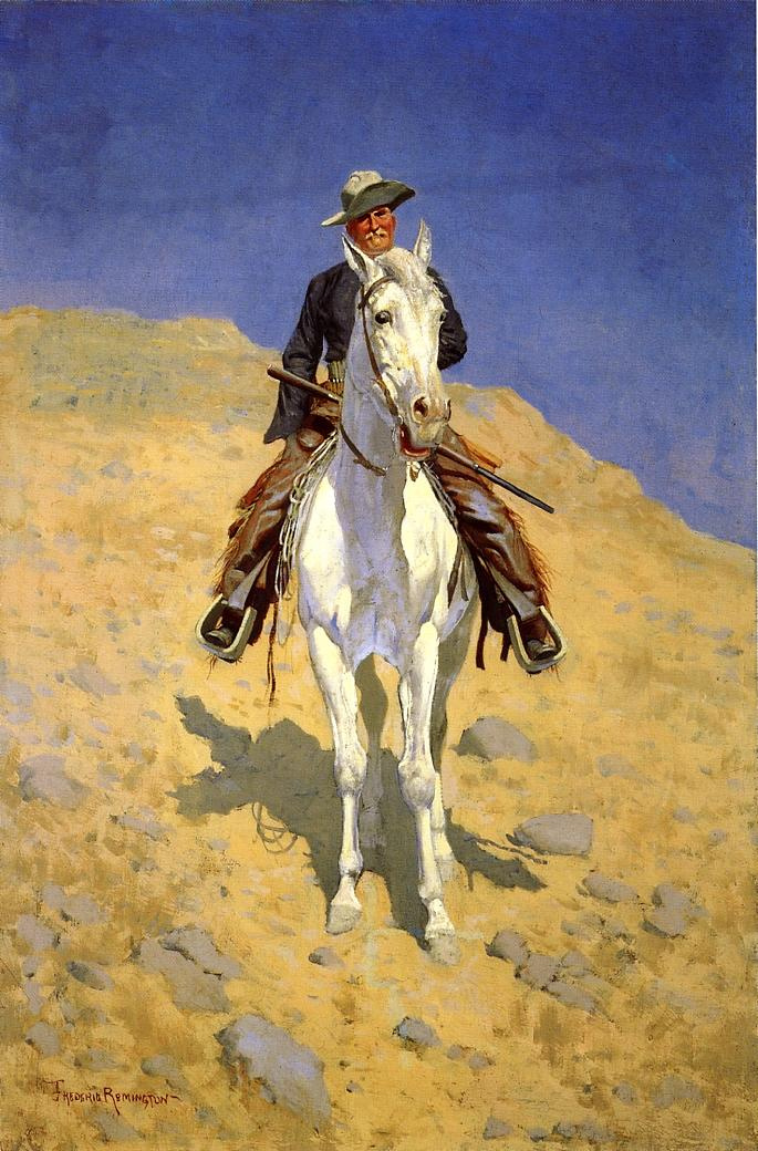 Frederick Remington. Self portrait on a horse