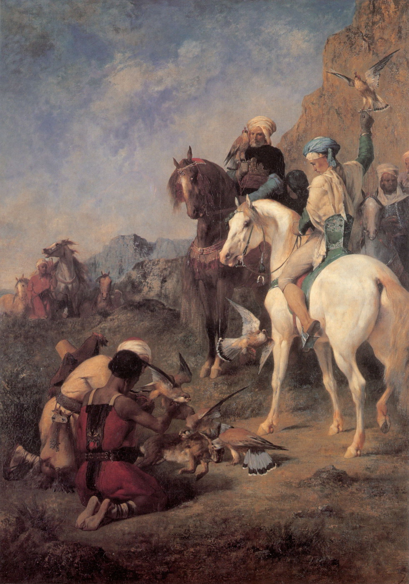 Eugene Delacroix. Falconry in Algeria: mining