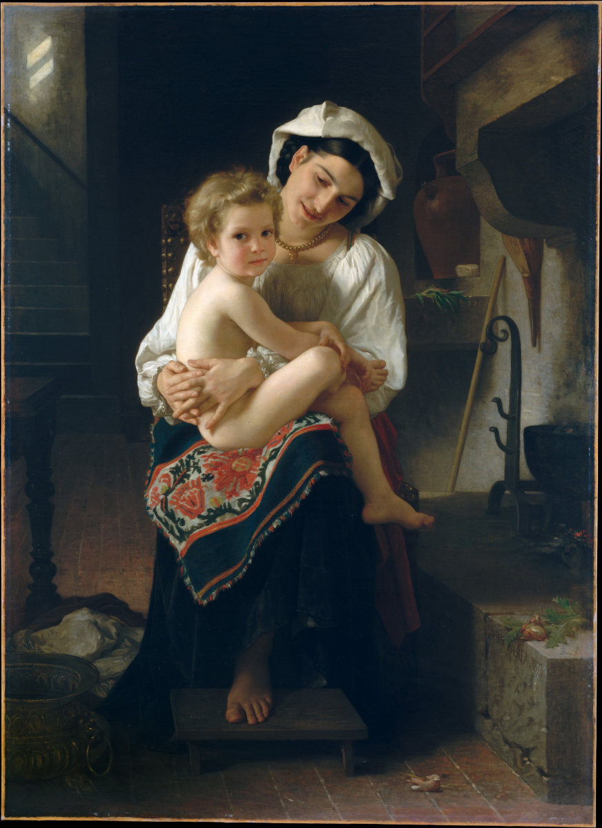 Вильям Адольф Бугро. Молодая мать смотрит на ребенка