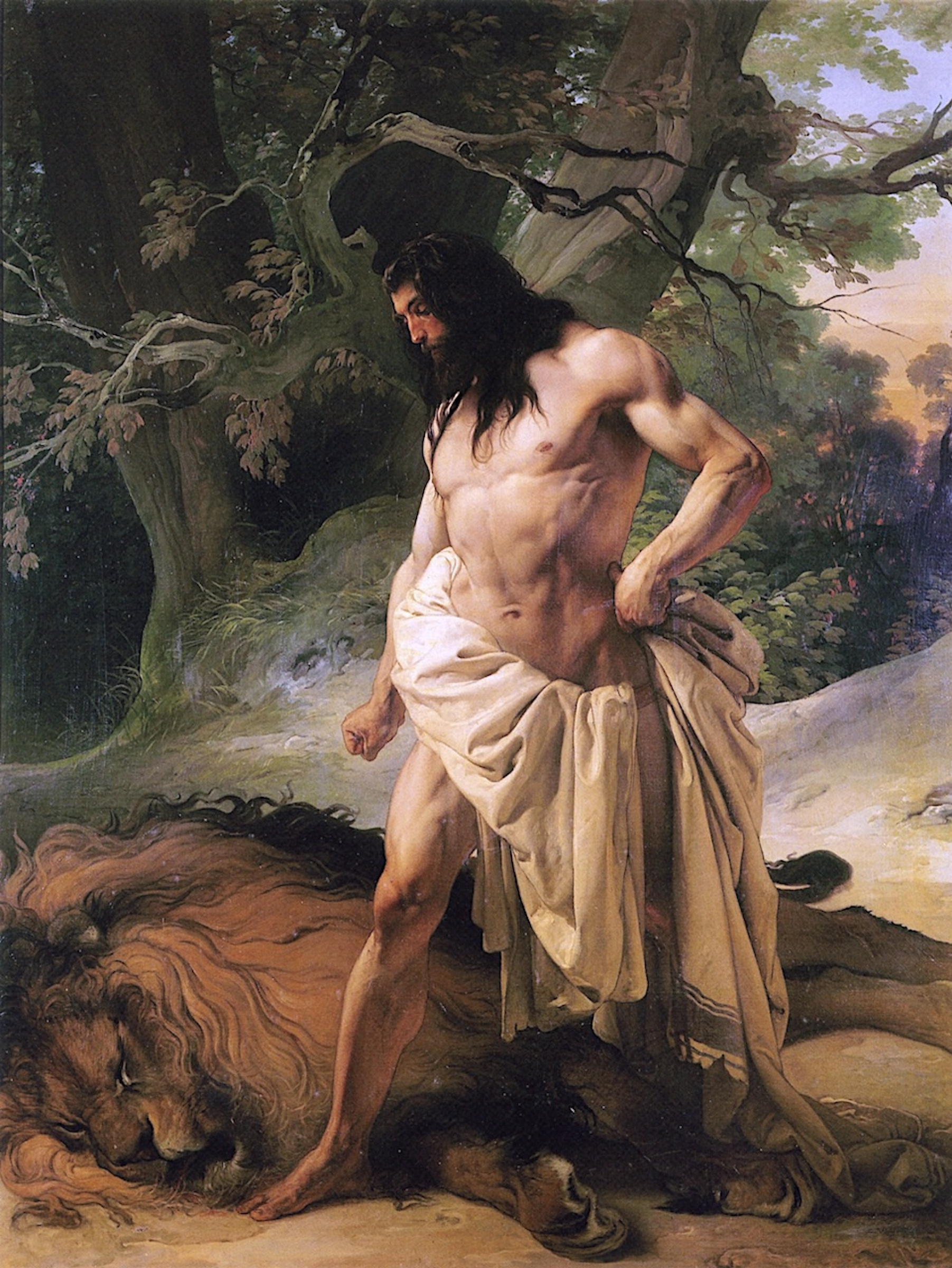 Samson over a slain lion 1842 164 213 cm by Francesco Ayets