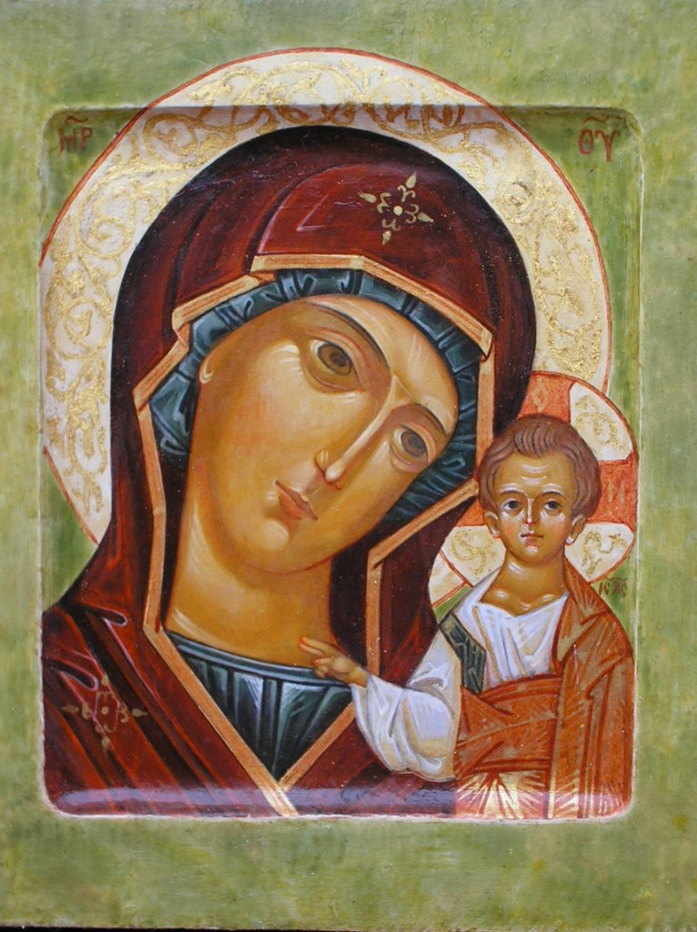 Светлана Фатьянова. Ready icon on a blackboard with gold Kazan Mother of God