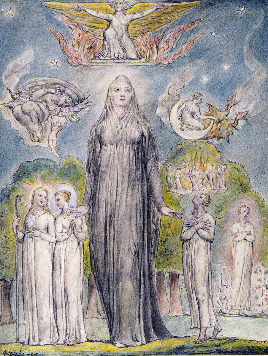 William Blake. Melancholy. Illustrations to the poems of Milton's "Fun" and "Thoughtful"