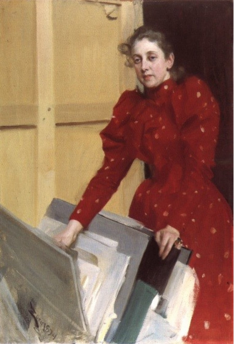 Anders Zorn. Portrait of Emma in the Paris Studio