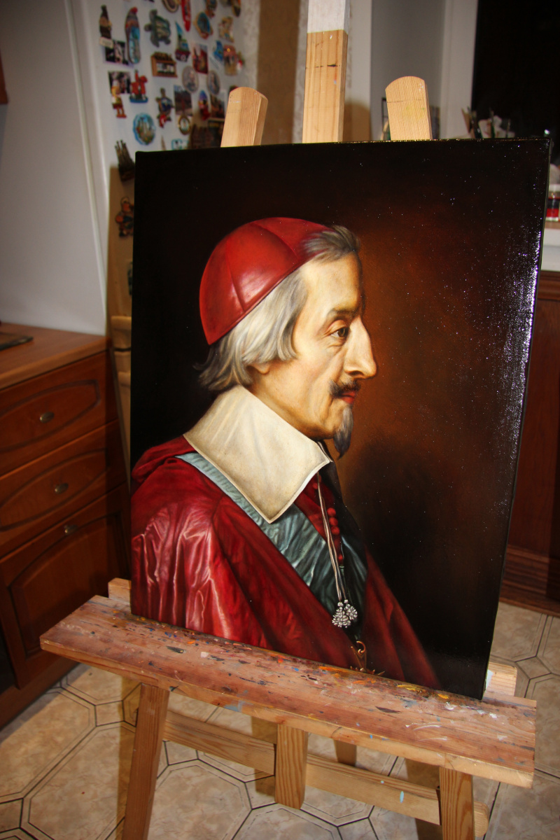 Copy of the picture "Portrait of Cardinal Richelieu", 2018 (original is thin. Philippe de Champagne, 1642)