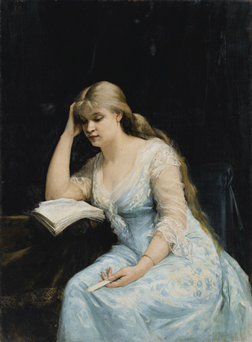 Мария Константиновна Башкирцева. A young woman reads "the Question of divorce" by Alexander Dumas