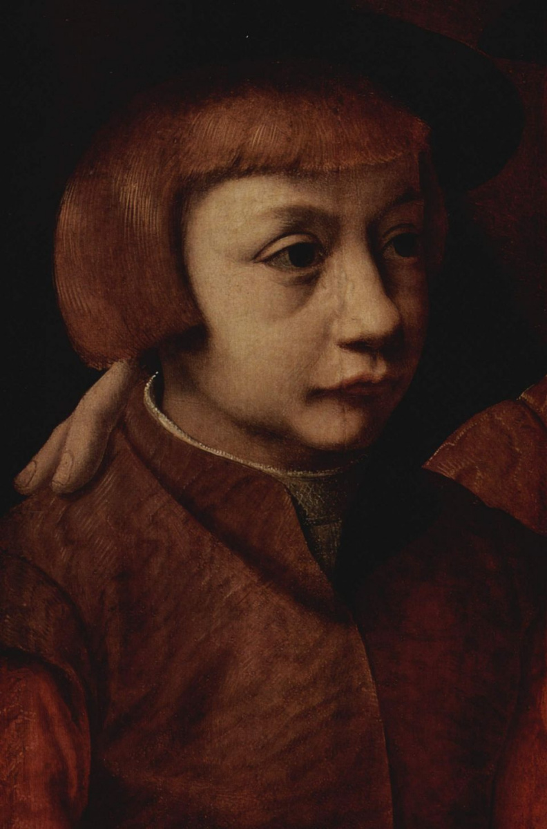 Bartholomeus 大脑. Portrait of a man with sons, fragment