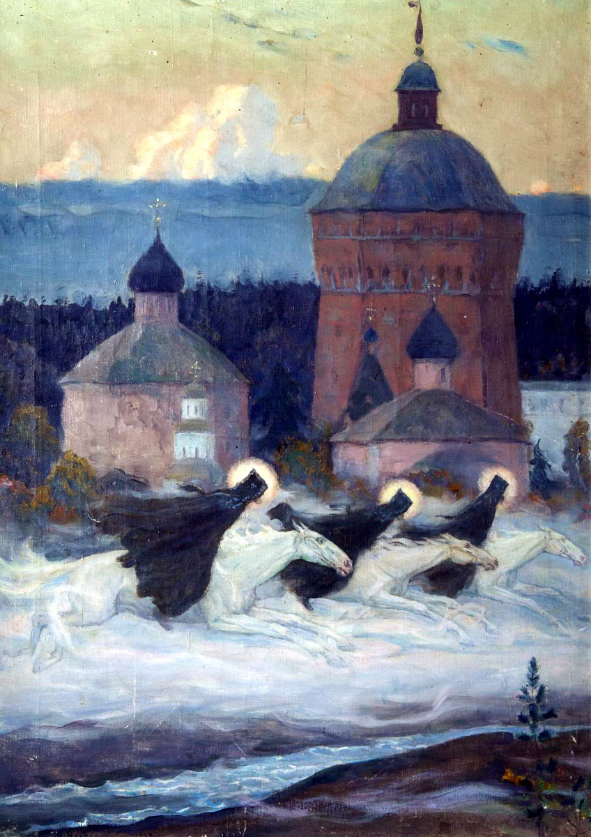 Mikhail Vasilyevich Nesterov. Riders. An episode from the history of the siege of the Trinity Sergius Lavra