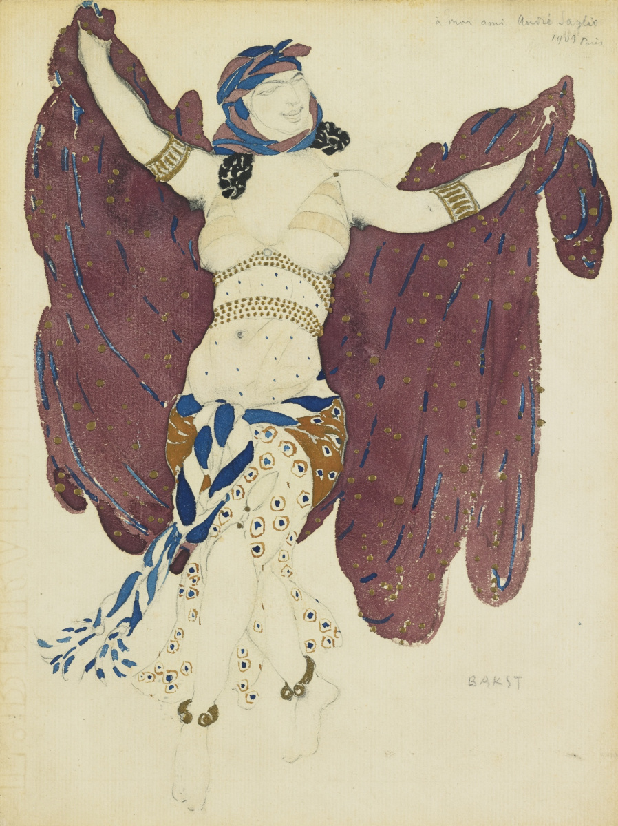 Lev (Leon) Bakst. Syrian dancer. Costume design for the ballet "Cleopatra"