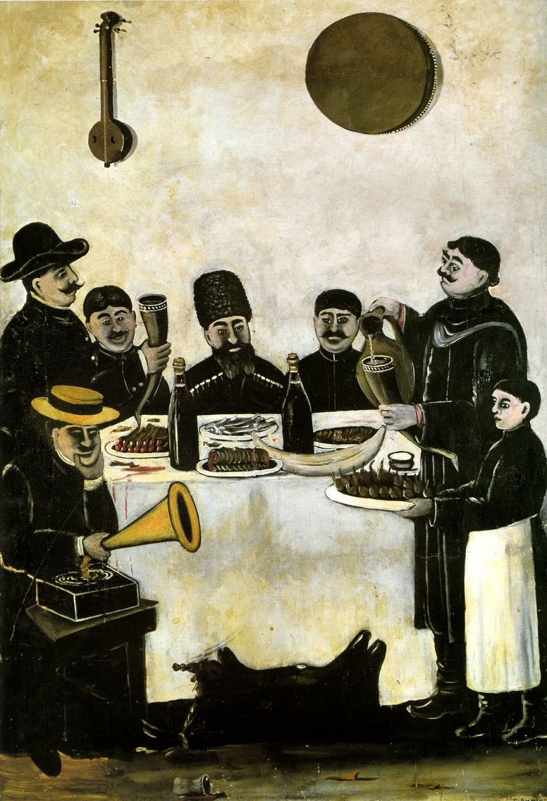 Niko Pirosmani (Pirosmanashvili). Lunch Tiflis merchants with gramophone