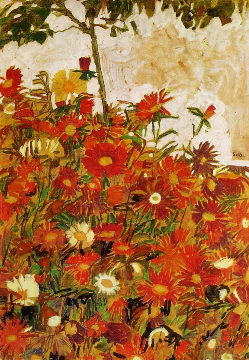 Egon Schiele. Field of flowers