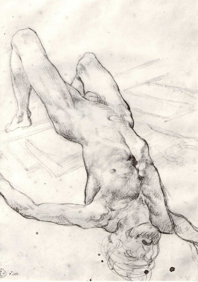 Sketch for the painting "The Raft of Medusa". Lying naked