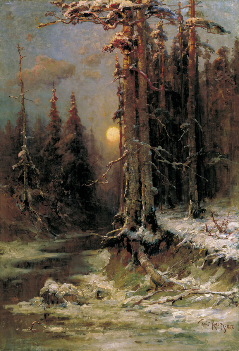 Юлий Юльевич Клевер. Закат солнца зимой (Зимний вечер)