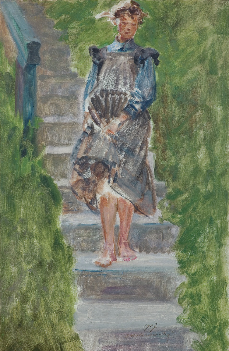 Jacek Malchevsky. Mädchen auf der Treppe im Garten