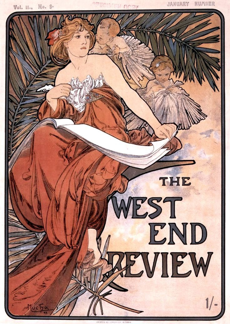 Alfonse Mucha. West End Review Magazine Cover, January 1898