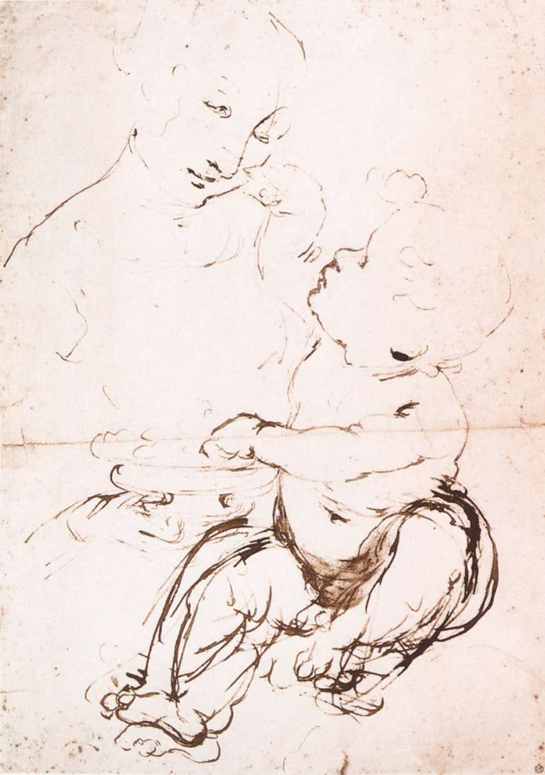 Leonardo da Vinci. Madonna and child (sketch)