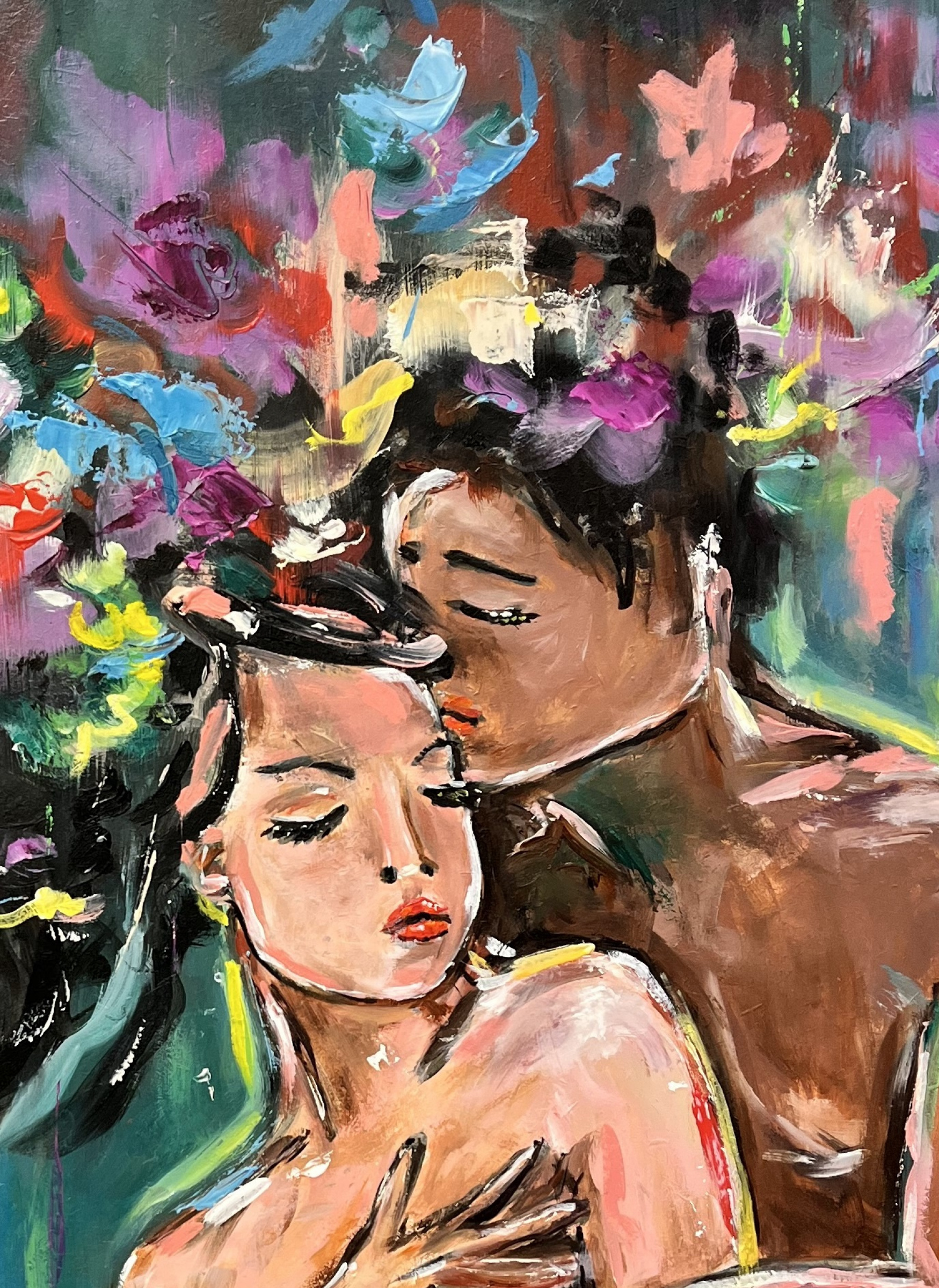 Naked young couple in spring flowers, 2023, 40×40 cm by Victoria Latka:  History, Analysis & Facts | Arthive