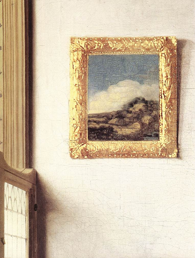 Jan Vermeer. The lady standing at virginal. Fragment