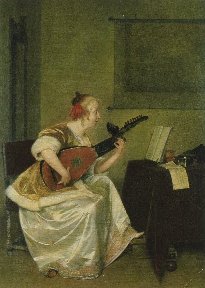 Gerard Terborch (ter Borch). Playing the lute
