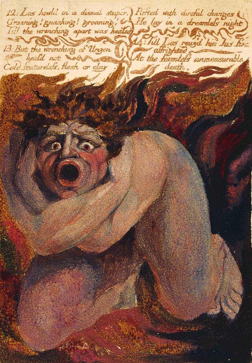 William Blake. The first book Urizen. Los in horror