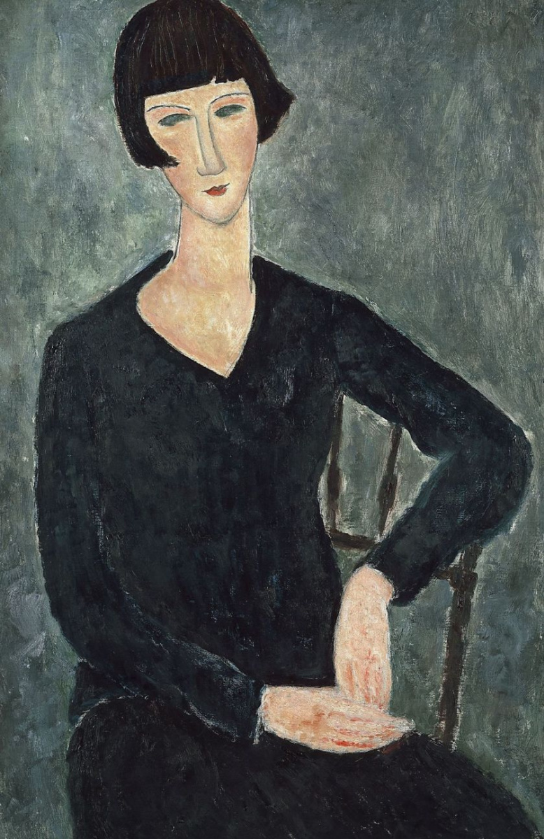 Amedeo Modigliani. Portrait of a seated woman in a blue dress