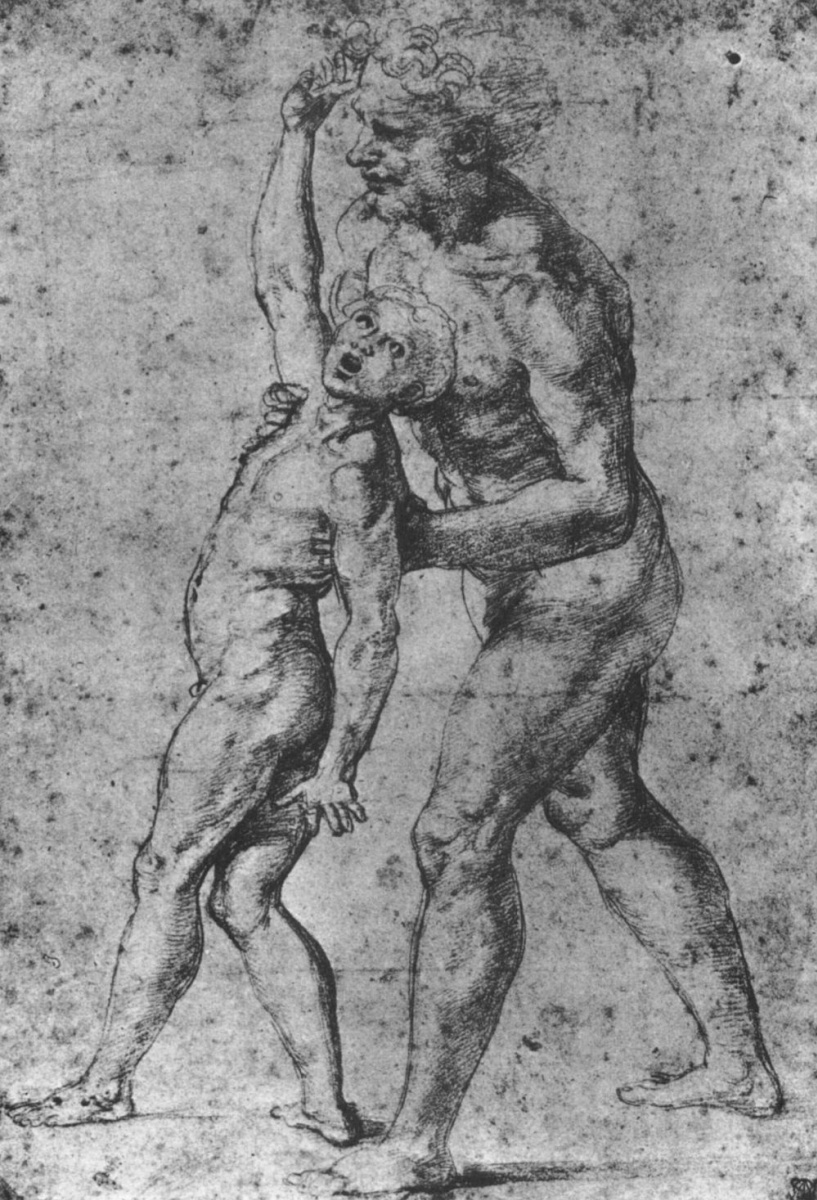 Raphael Sanzio. Study for the painting "Transfiguration". Study Nude artist's model for the figure of the father of the demonized boy