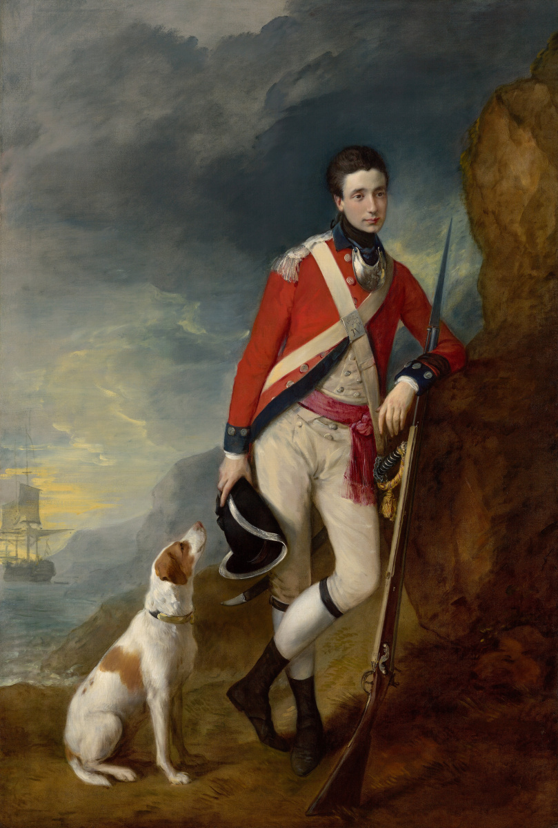 Thomas Gainsborough. Portrait of an officer of the 4th Infantry regiment with the dog