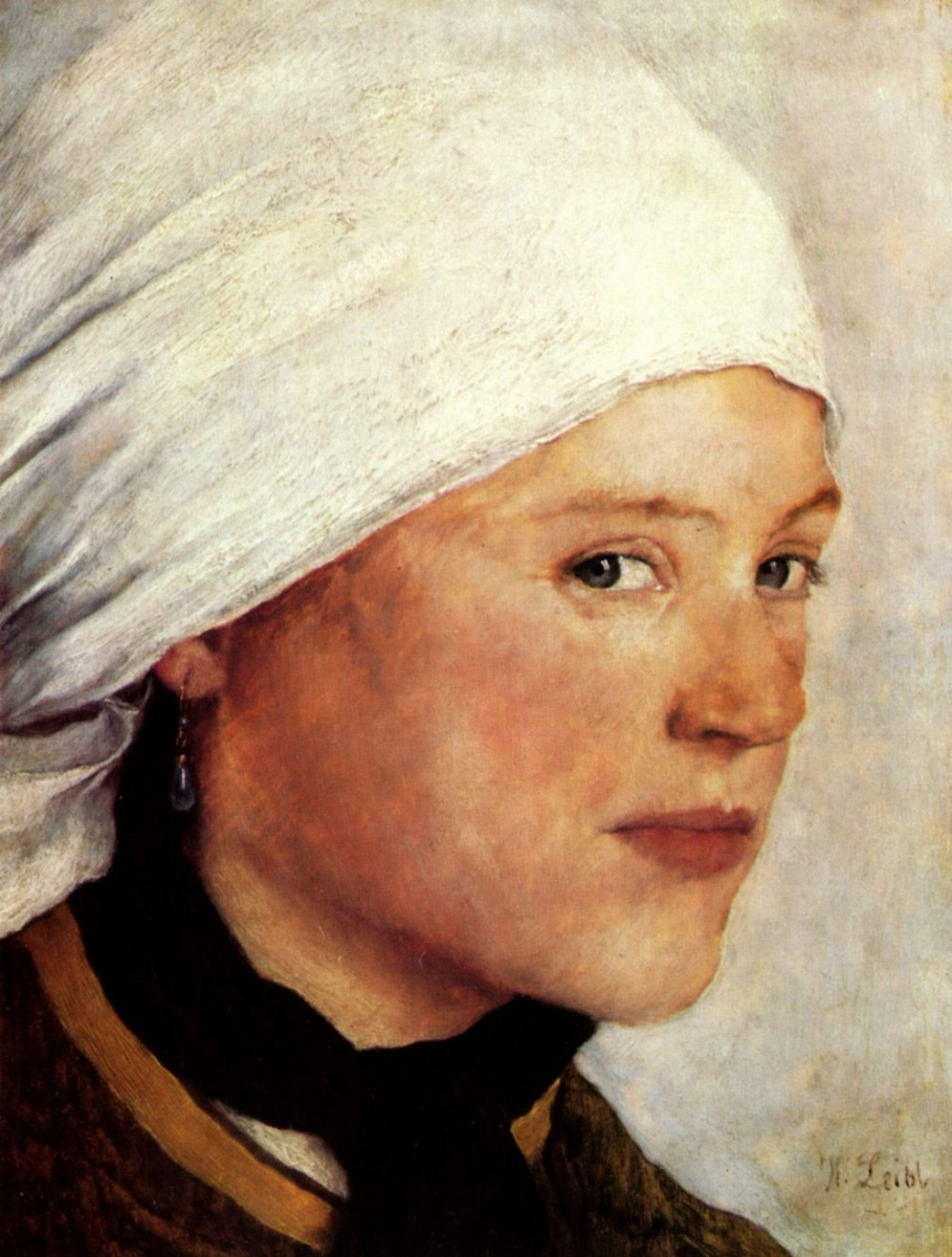 Wilhelm Maria Hubertus Leibl. A peasant girl in the white scarf