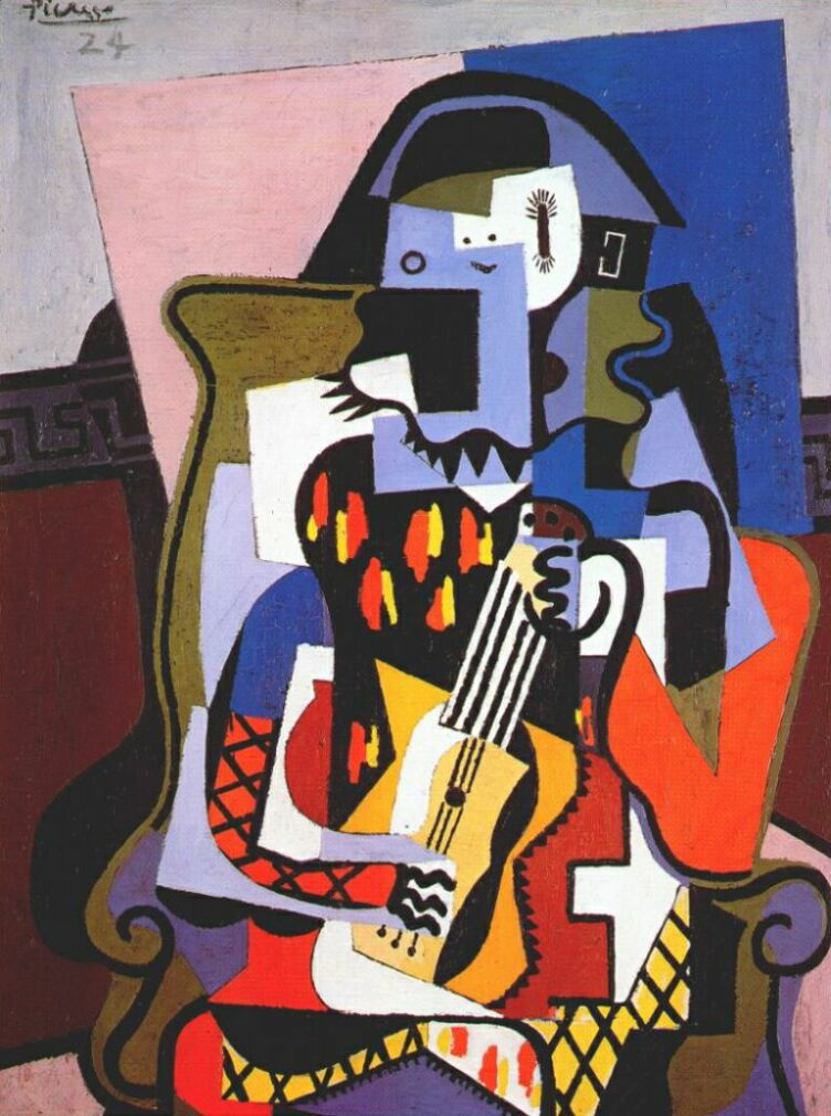 Pablo Picasso. Harlequin musician