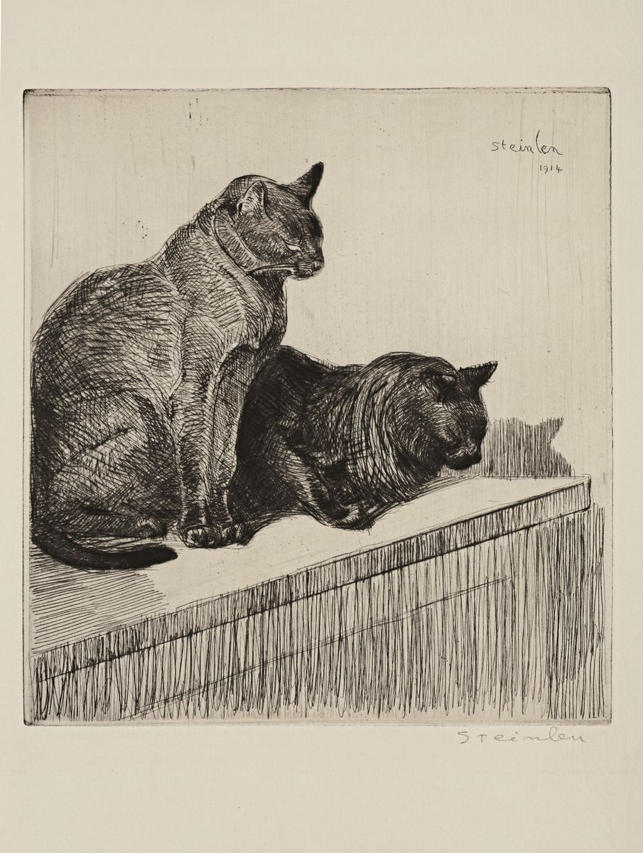 Theophile-Alexander Steinlen. Two cats on a Cabinet