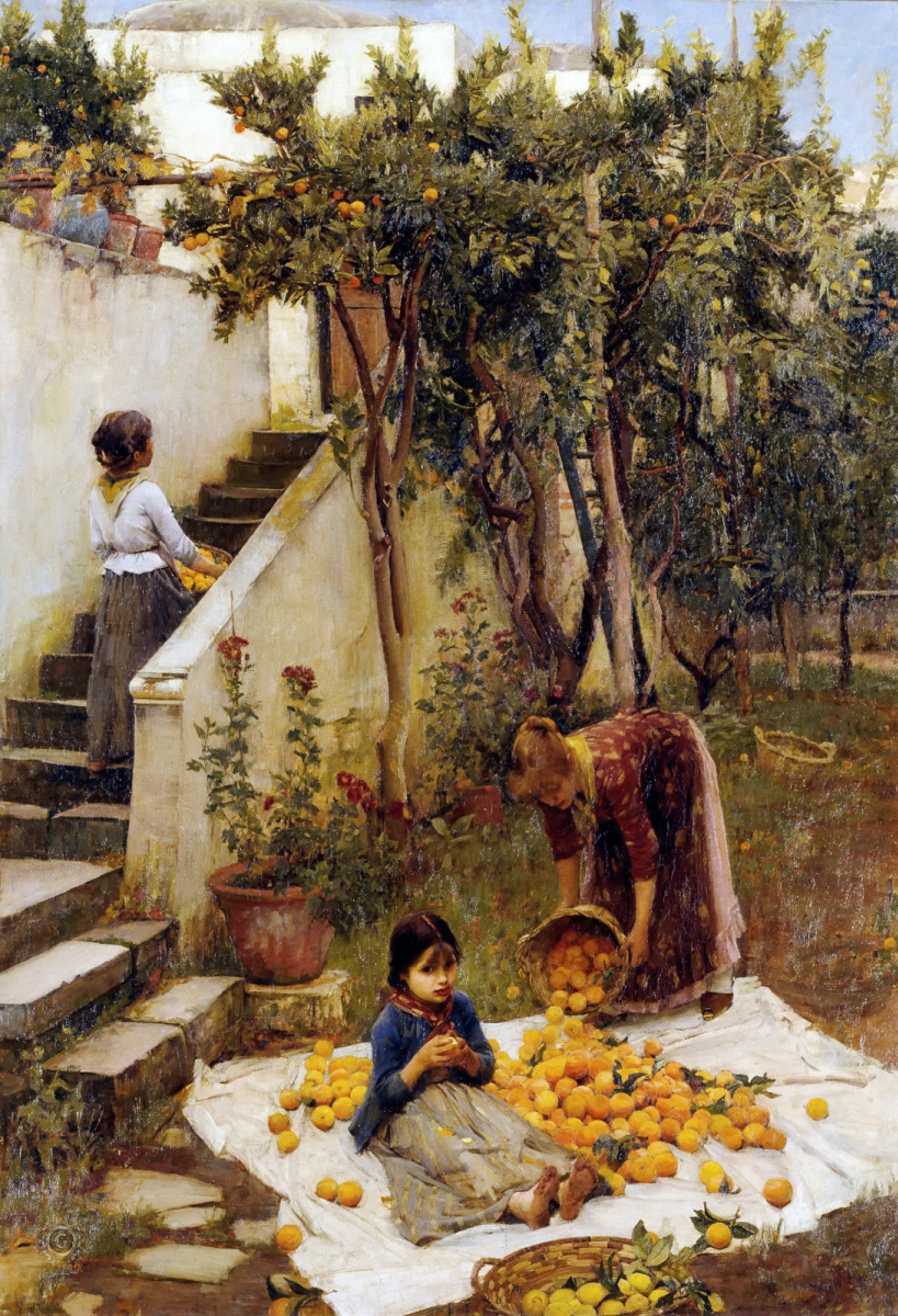 John William Waterhouse. Picking oranges