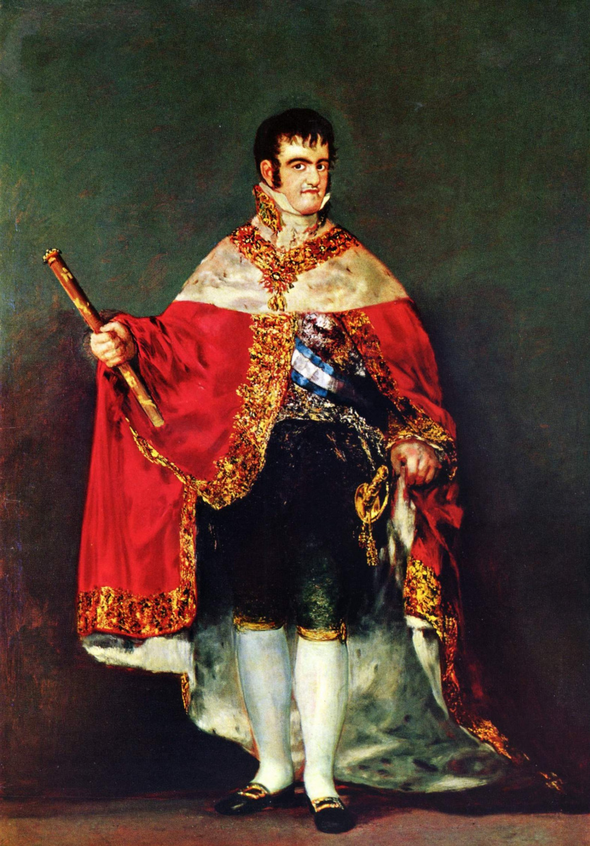 Francisco Goya. Portrait of king Ferdinand VII with Royal regalia