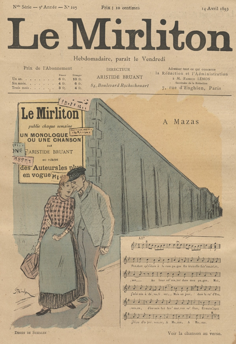 Theophile-Alexander Steinlen. Illustration for the magazine "Mirliton" No. 105, April 14, 1893