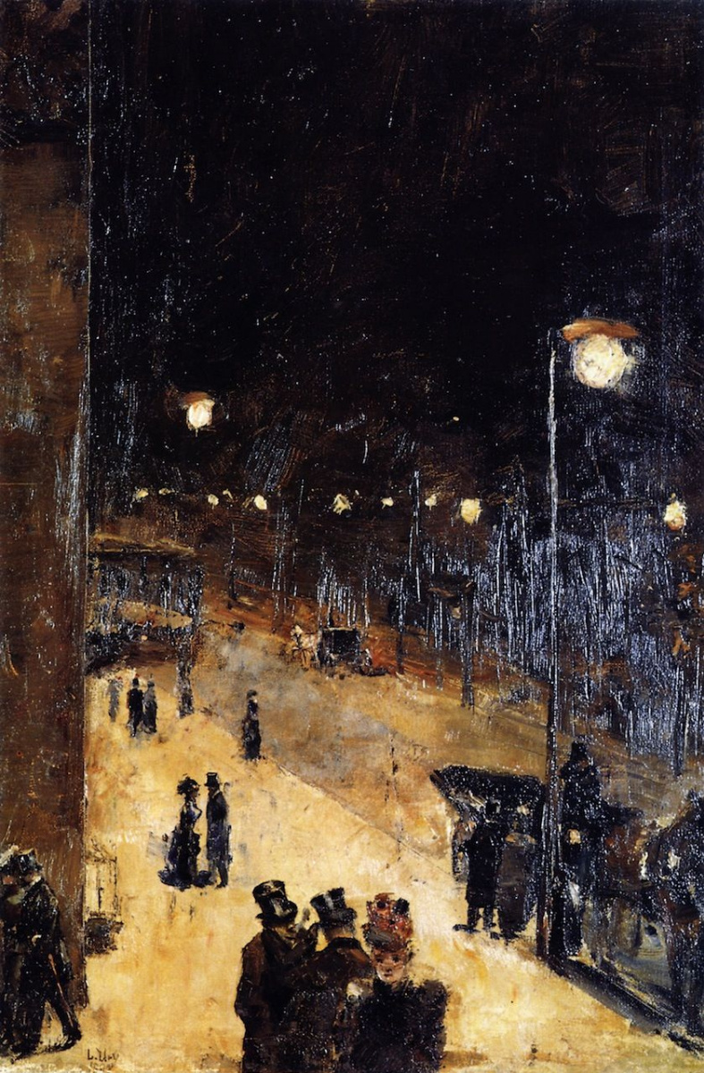 Lesser Ury. The streets of Berlin at night