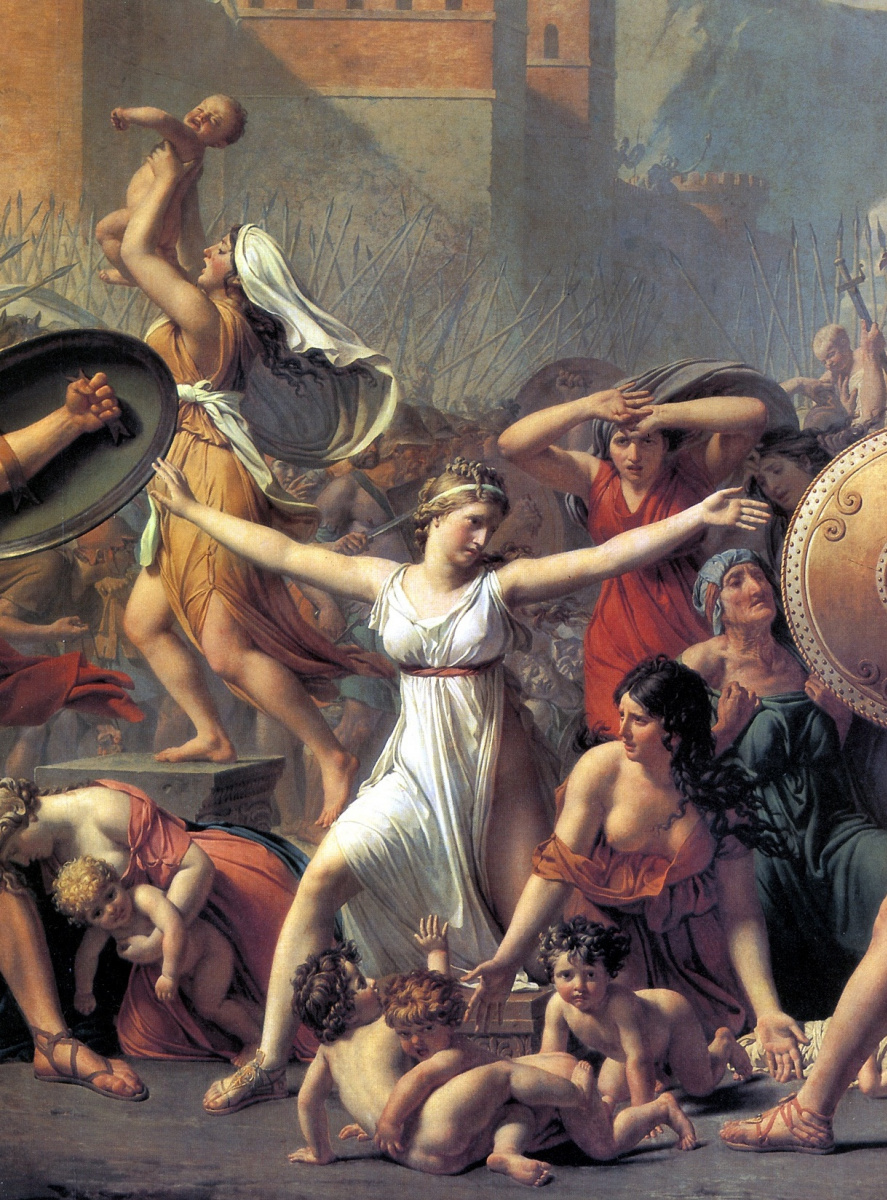 Jacques-Louis David. Sabine women stopping the battle between Romans and sabinyanami. Fragment II
