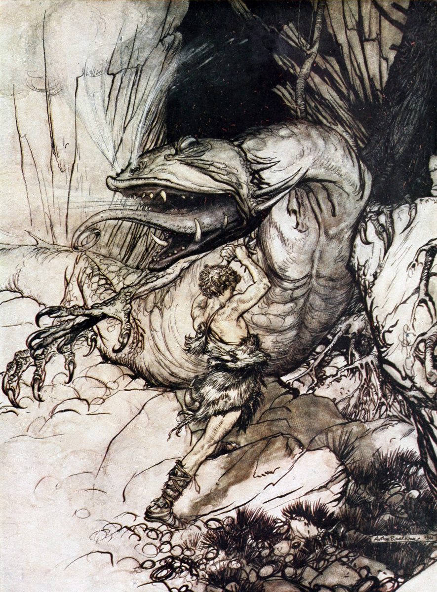 Arthur Rackham. Siegfried and Sumerki gods