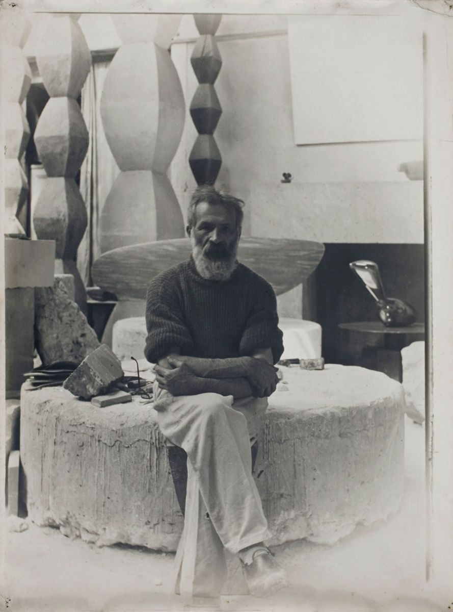 Constantine Brancusi. Constantin Brancusi in his workshop.