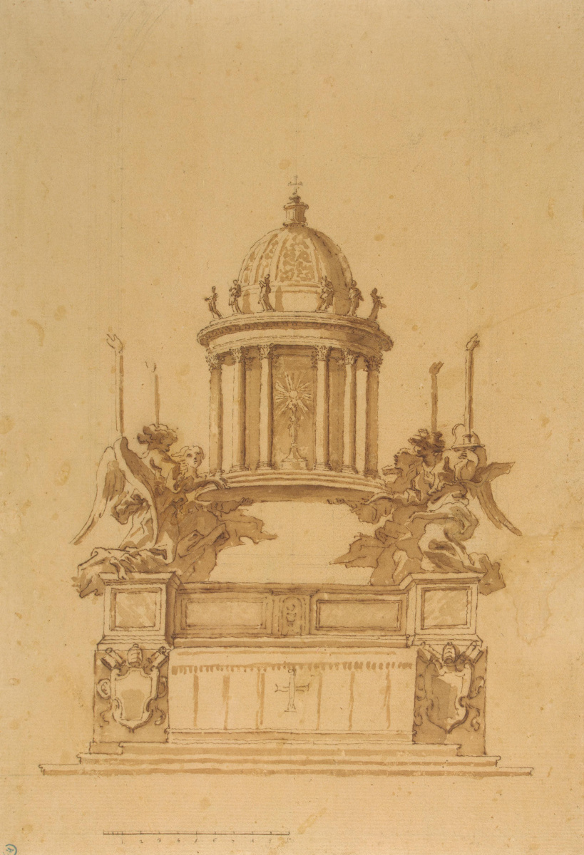 Gian Lorenzo Bernini. The project of the altar and tabernacle for the chapel del Sacramento of the Cathedral in Vatican city