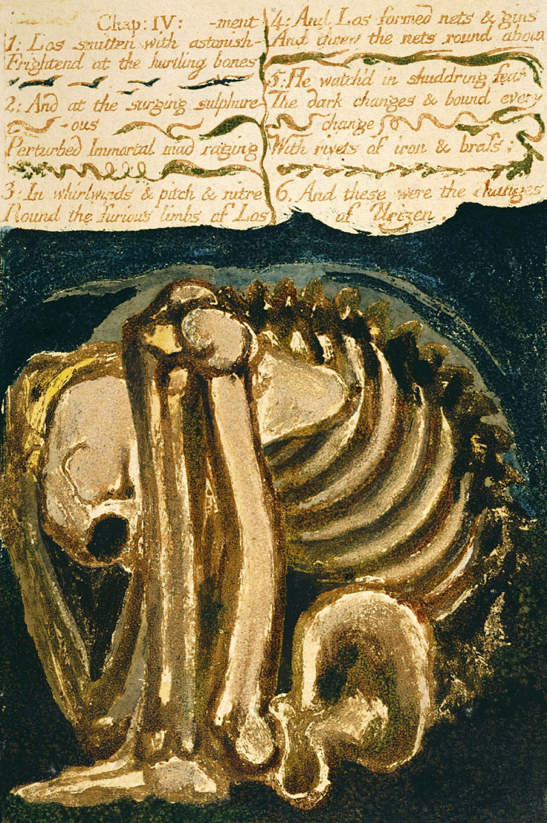 William Blake. The first book Urizen. The skeleton (the fruit) in the cave (the womb)