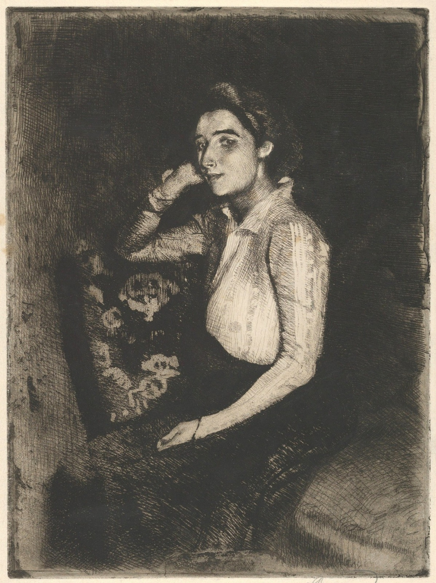 Paul Albert Benar. The girl from Biarritz. 1901 etching