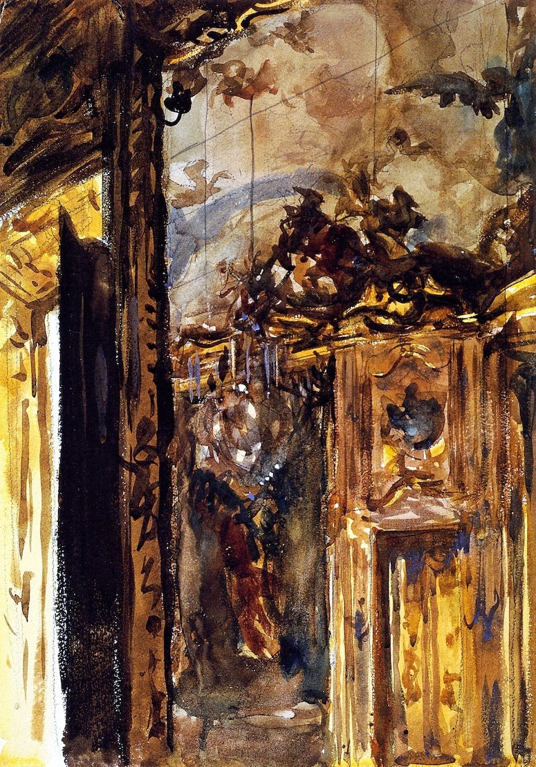 John Singer Sargent. Golden room of the Palazzo Clerici, Milan